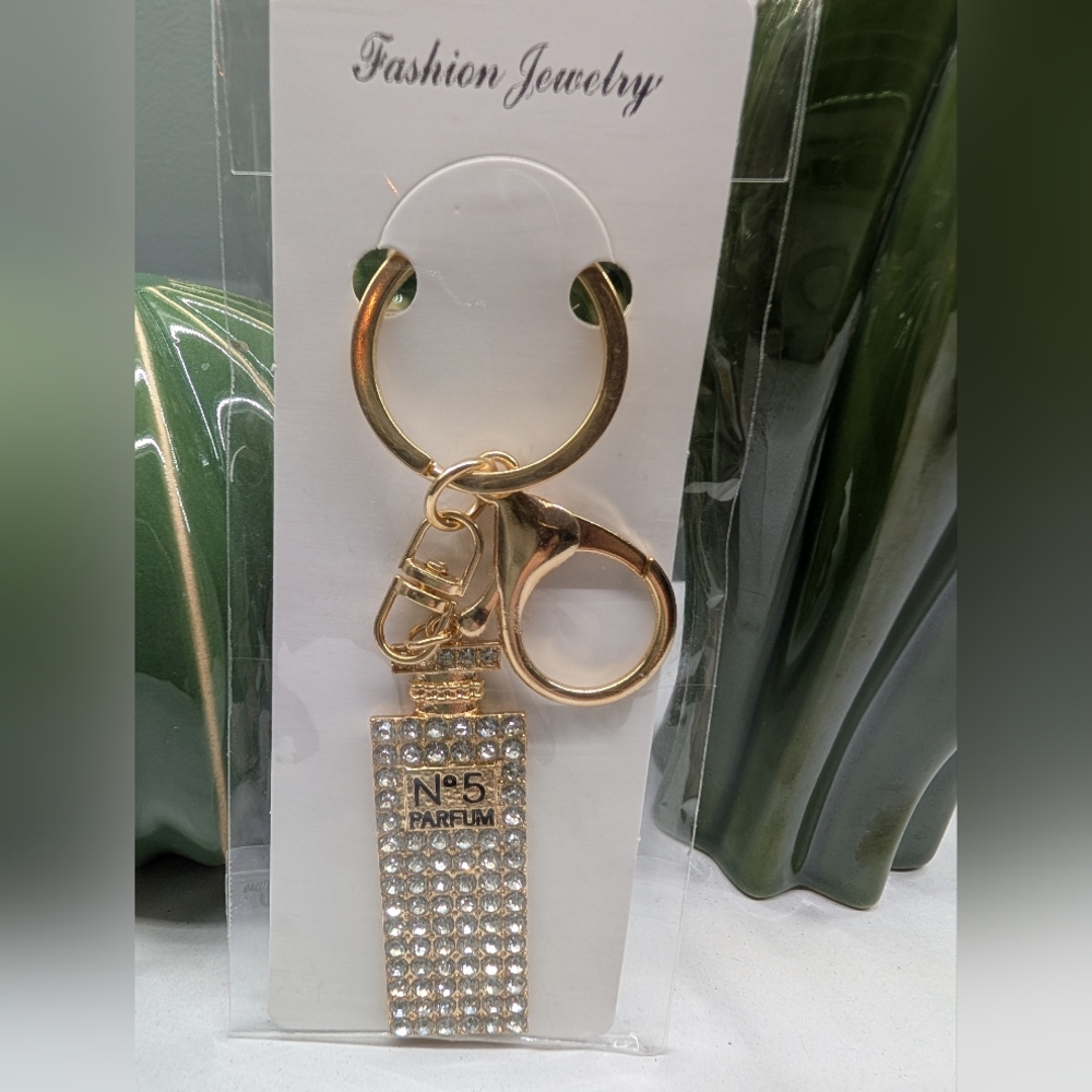 Gold Sparkly Keychain/Bagcharm Perfume Bottle